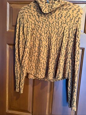 Anthropologie Rust and Black Patterned Cowl Neck Sweater